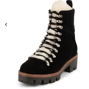 Jeffrey Campbell Culvert Hiker Boots Sz 7.5 | Chunky Suede Shearling | Lug Sole